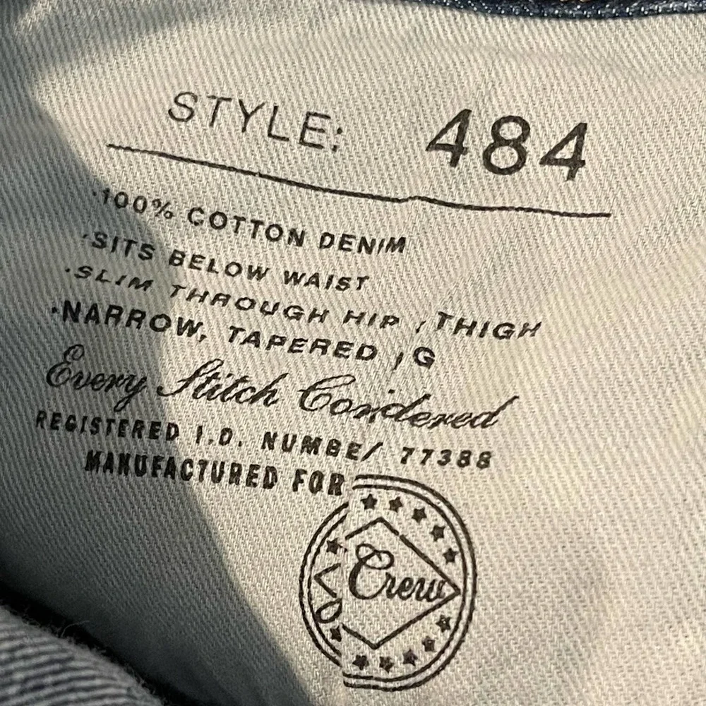 J. Crew 484 Slim-Fit High Rise Denim Straight Jeans Blue Men's Size 33 x 32 - Picture 10 of 15